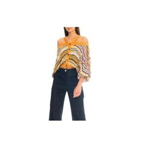 Azulu Colombia Blouse Bare Shoulders Balloon Sleeve Pullover Size S Womens